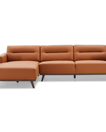 Ella L-Shaped Cognac PU Leather Left Sectional Couch