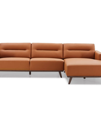 Ella L-Shaped Cognac PU Leather Right Sectional Couch