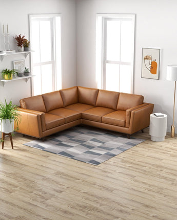 Erman Tan Leather Corner Sofa