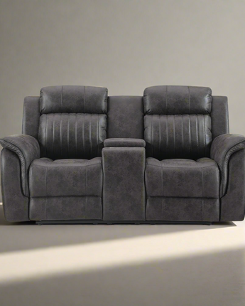 Transitional Console Reclining Loveseat