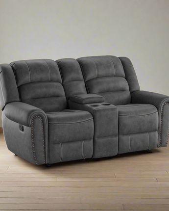 Reclining Console Loveseat with Contrast Stitching