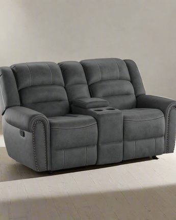 Reclining Console Loveseat with Contrast Stitching