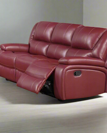 Camila Upholstered Motion Reclining Sofa Red Faux Leather