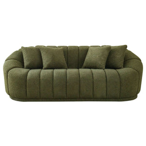 Maximilian Modern Japandi Style Couch Tight Back Boucle green