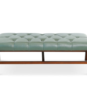 green leather bench