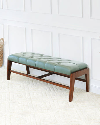 green leather bench