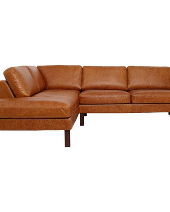 Juno Sectional Left Waxy Cognac Leather Sofa