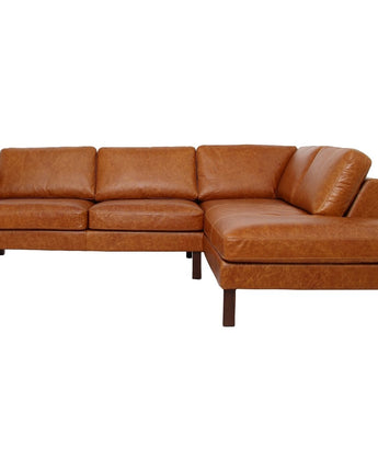 Juno Sectional Right Waxy Cognac Leather Sofa