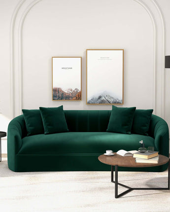 Kante Mid-Century Modern Green Velvet Sofa