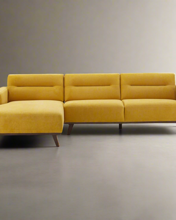 Ella L Shaped Sectional Couch Dark Yellow Linen