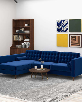 Christian Mid-Century Modern Velvet Sectional Sofa