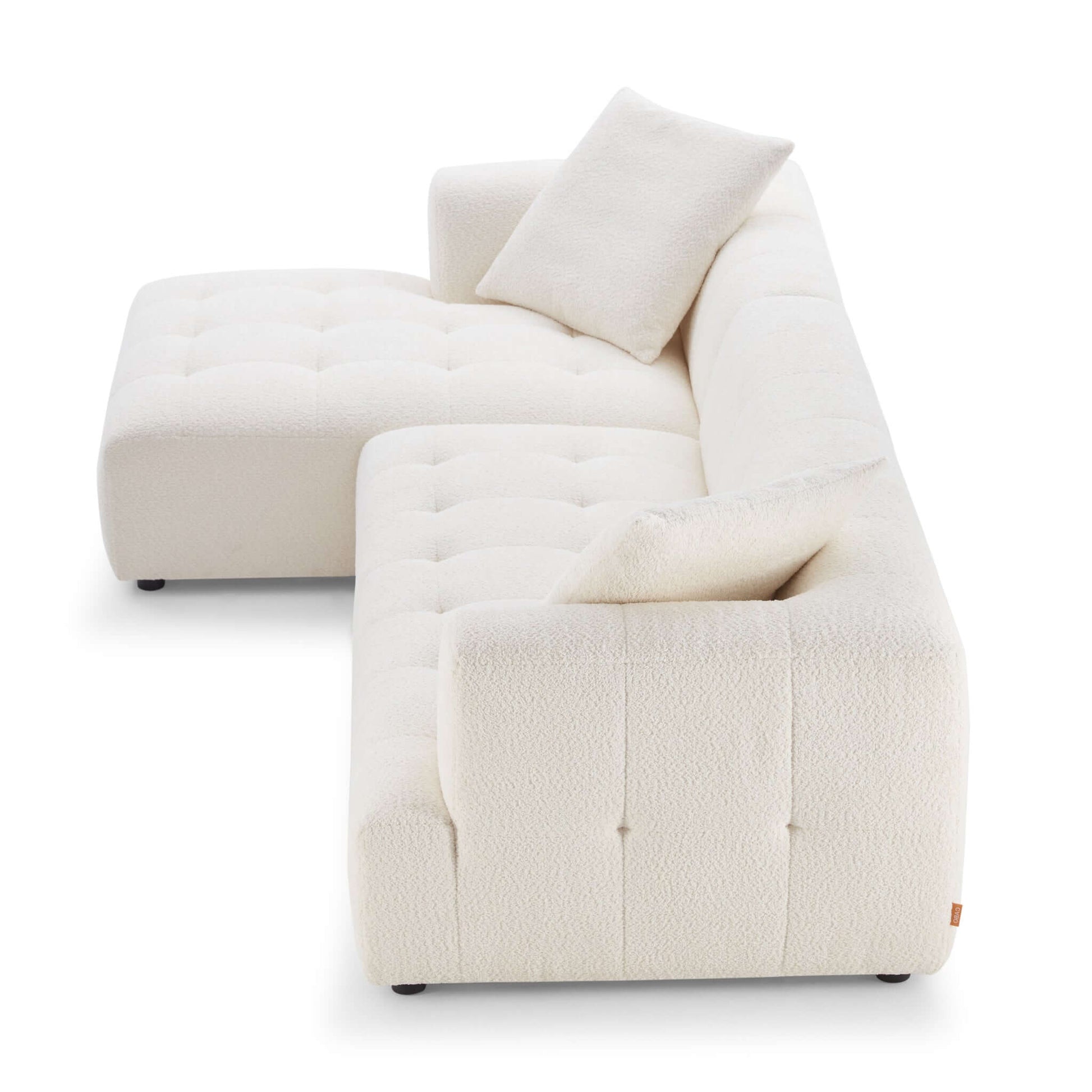 Chic boucle sectional sofa with a modern, understated look.