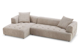 Luxurious boucle sectional with plush seating and clean lines.