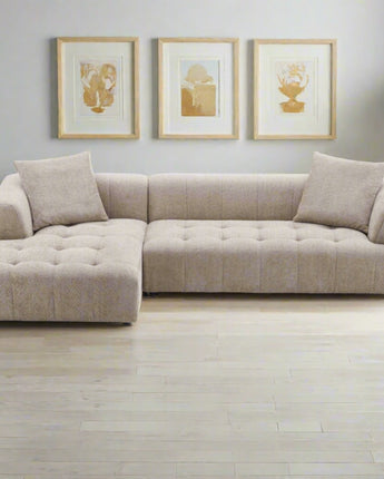 Kaynes Modern boucle sectional with soft, textured upholstery.