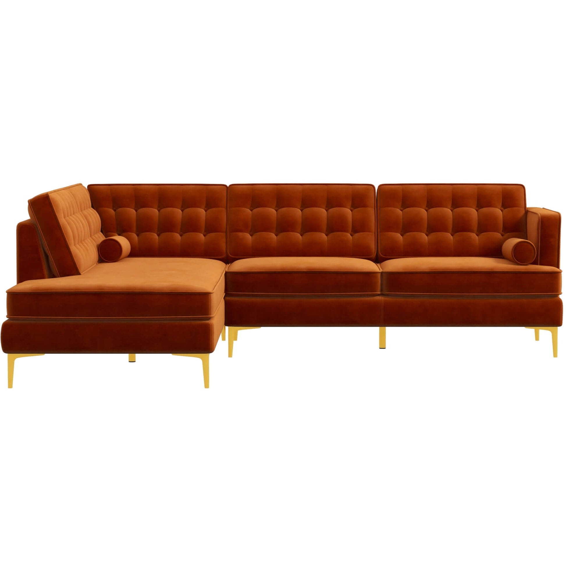 Left Mid-Century Modern Sectional Sofa Orange