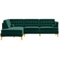 Left Mid-Century Modern Sectional Sofa Green