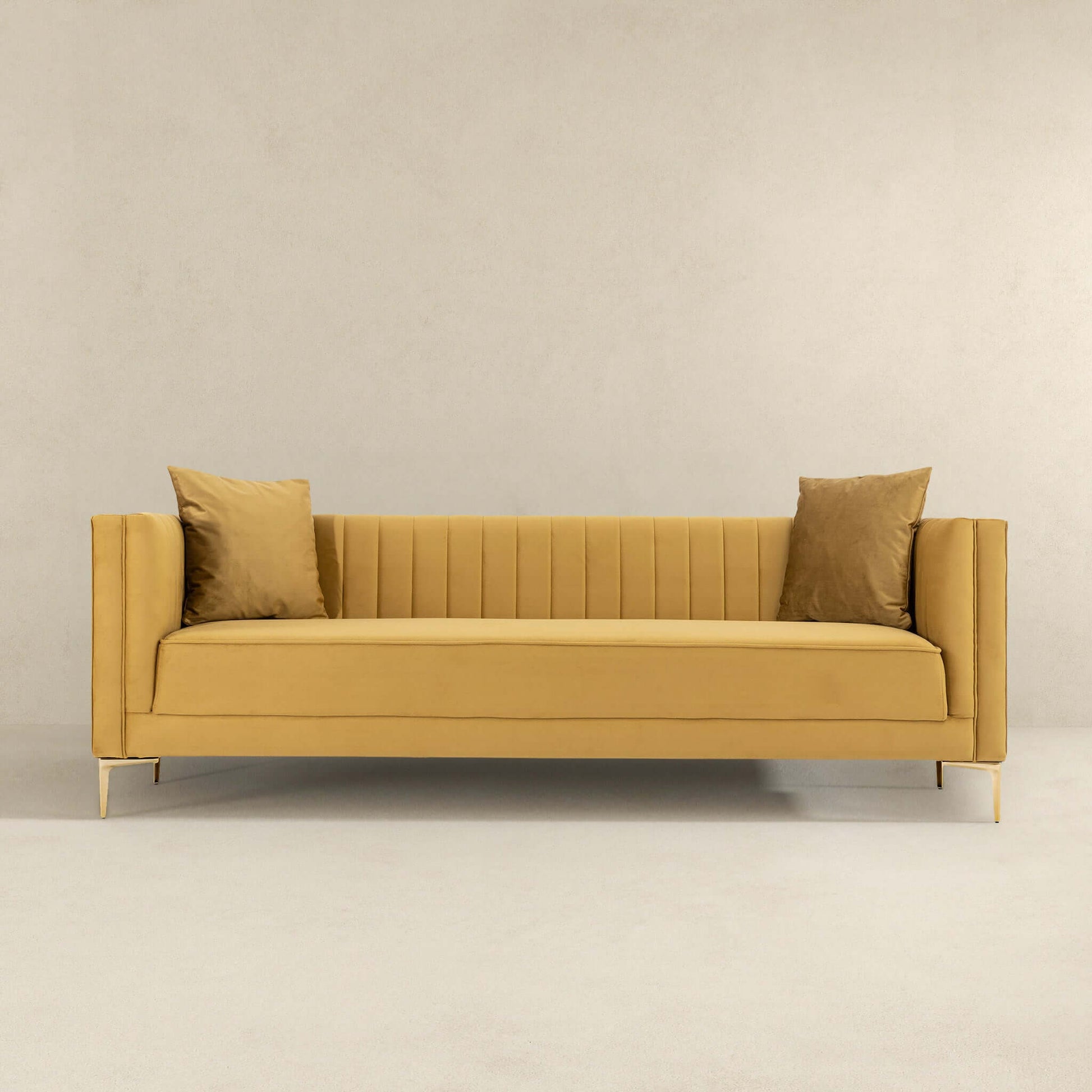 Angelina Mid-Century Modern Mustard Yellow Couch