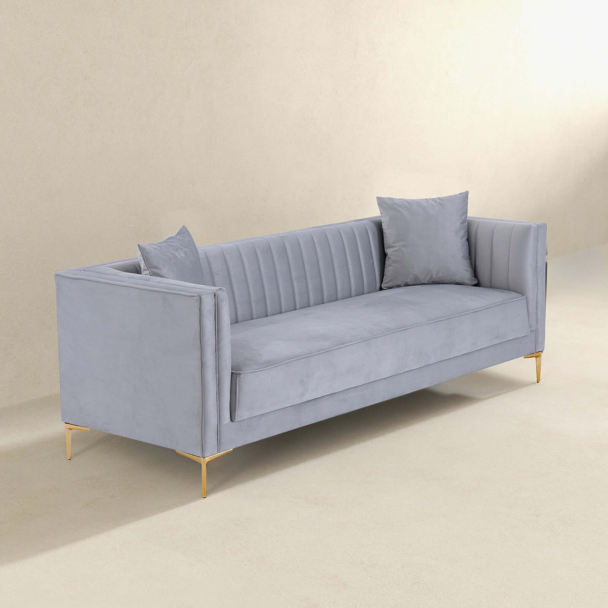 Angelina Mid-Century Modern Velvet Tufted Sofa
