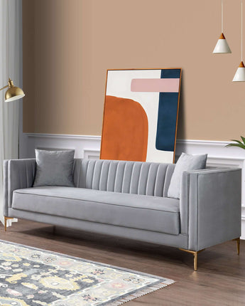 Angelina Light Grey Sofa with clean lines and modern design.