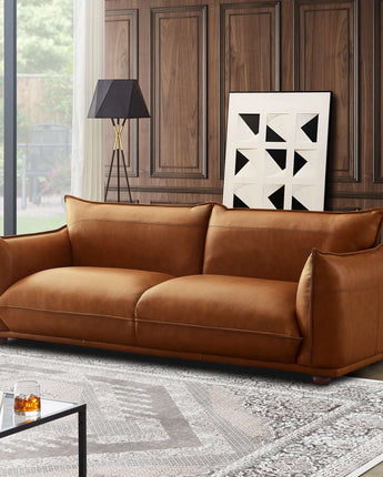 side view of Cognac Leather Sofa
