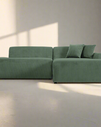 Mar Sectional Green Velvet Sofa (Right Facing)