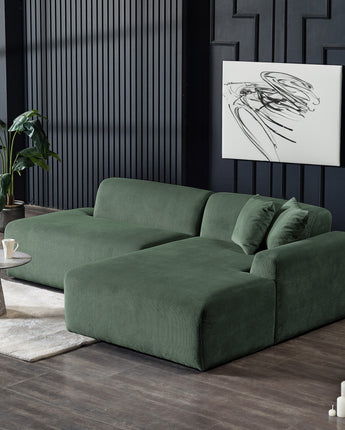 Elegant green Mar Right Side Sectional Sofa with clean lines and plush cushions.