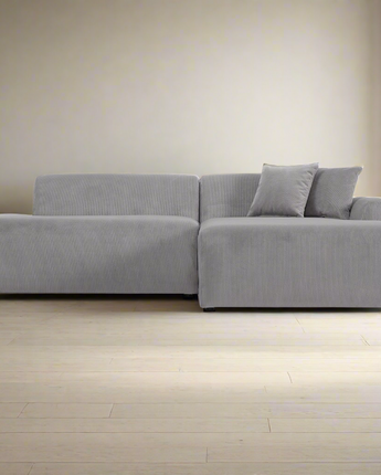 Mar Sectional Grey Velvet Sofa (Right Facing)