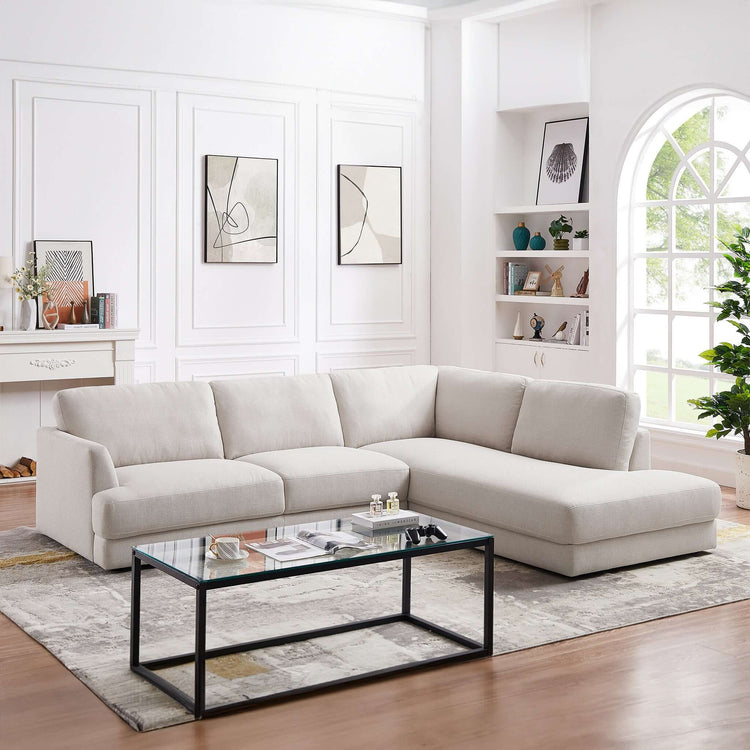 Cream Glander Cozy Sectional Sofa in a living room