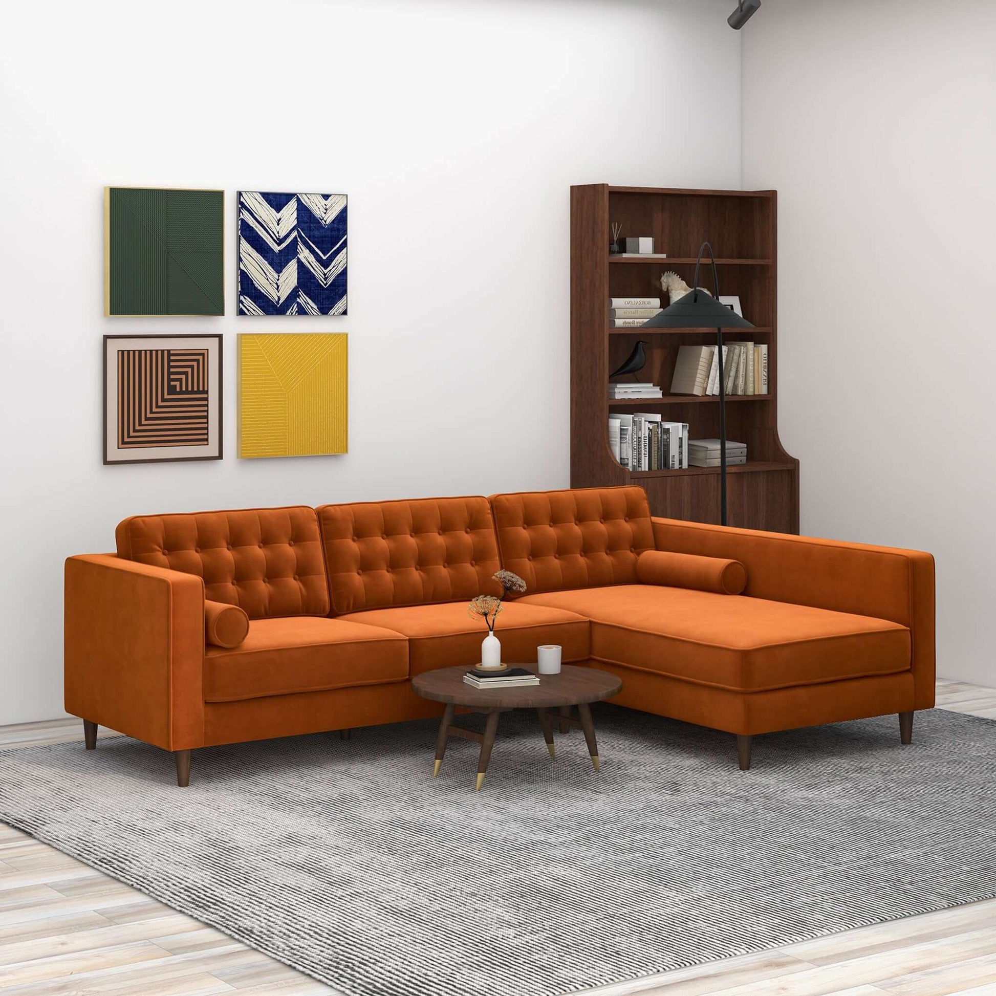 Christian Burnt Orange Sectional Couch