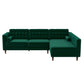 Christian Mid-Century Velvet Sectional Sofa in Green