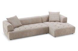 L-shaped boucle sectional with stylish, textured fabric.