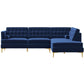 Right Mid-Century Modern Sectional Sofa Blue
