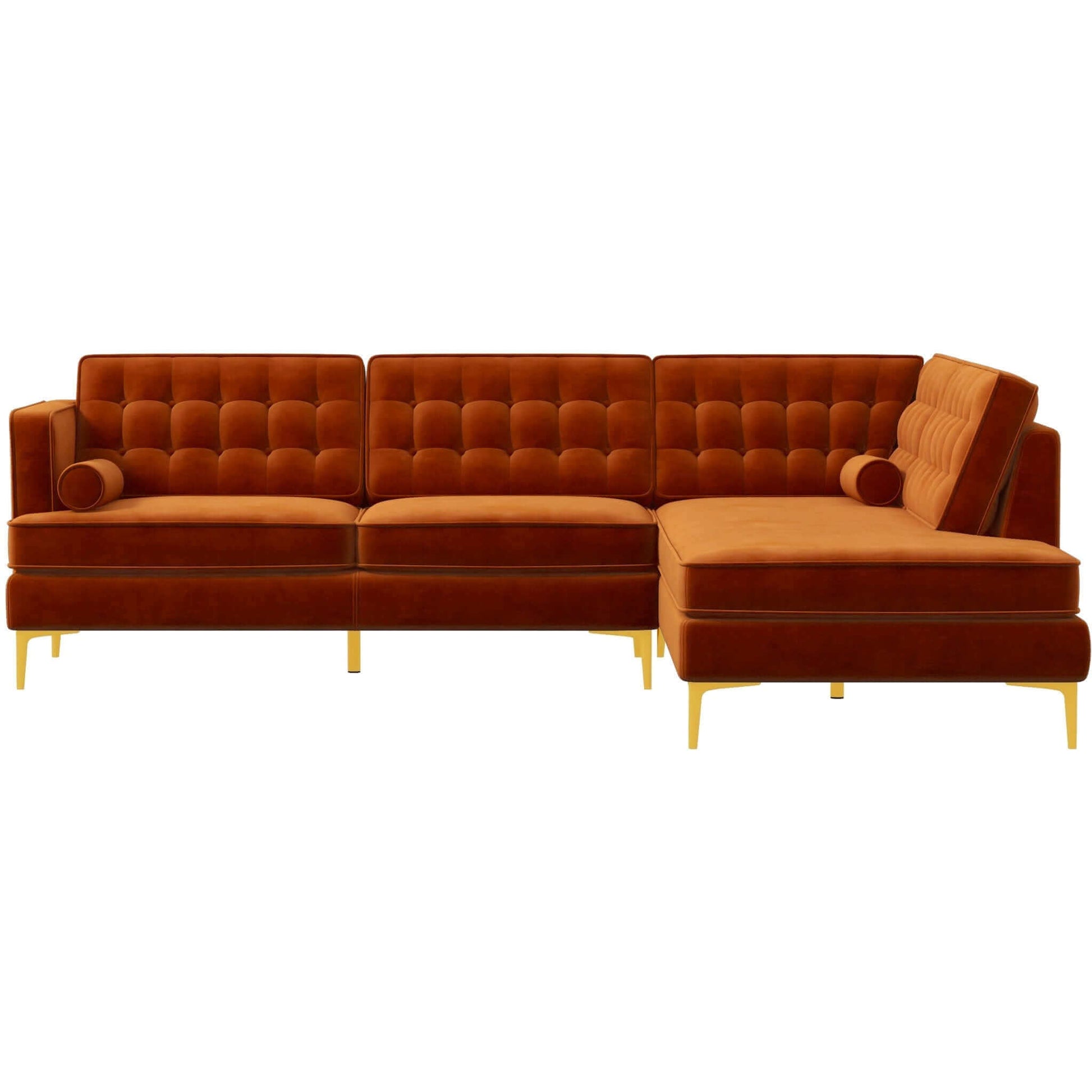 Right Mid-Century Modern Sectional Sofa Orange