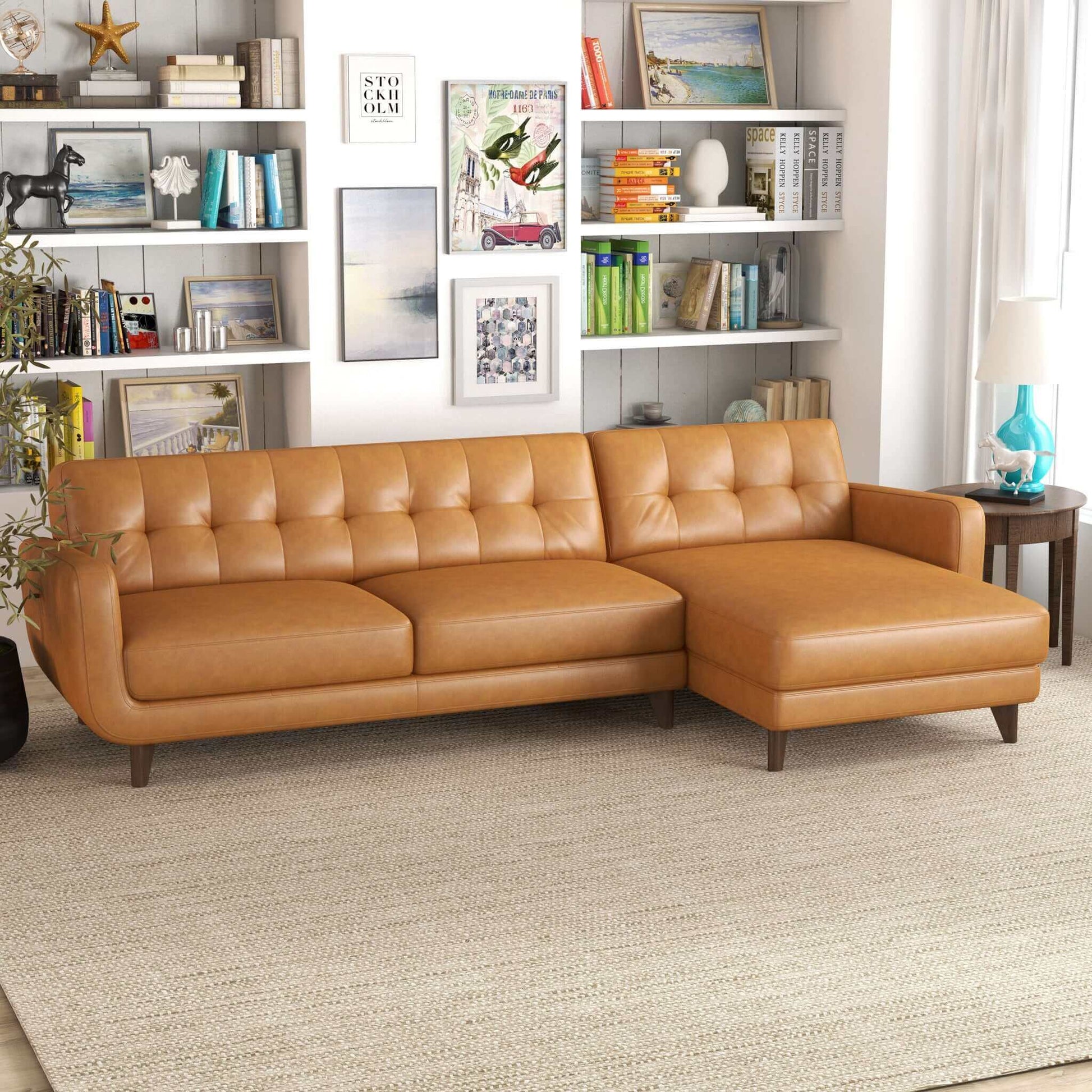 Allison Leather Sectional Sofa with Chaise 