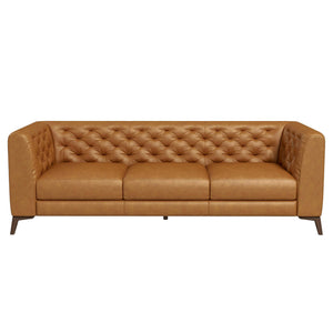 Carter Tufted Tight Back  Mid-Century Leather Sofa 