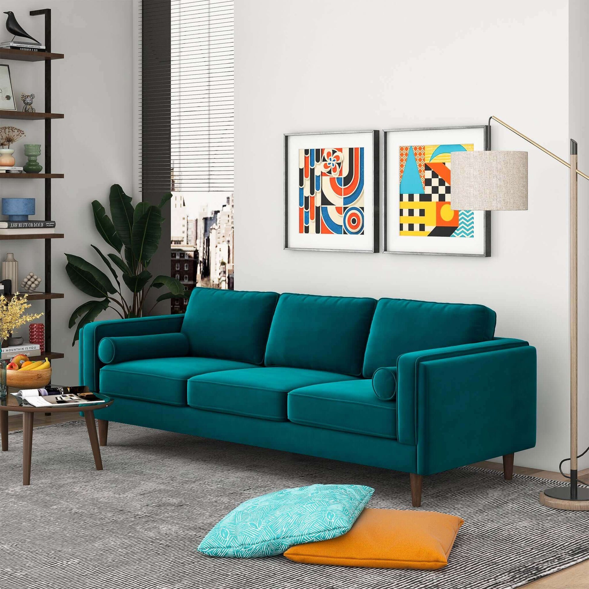 Modern Teal Velvet Sofa