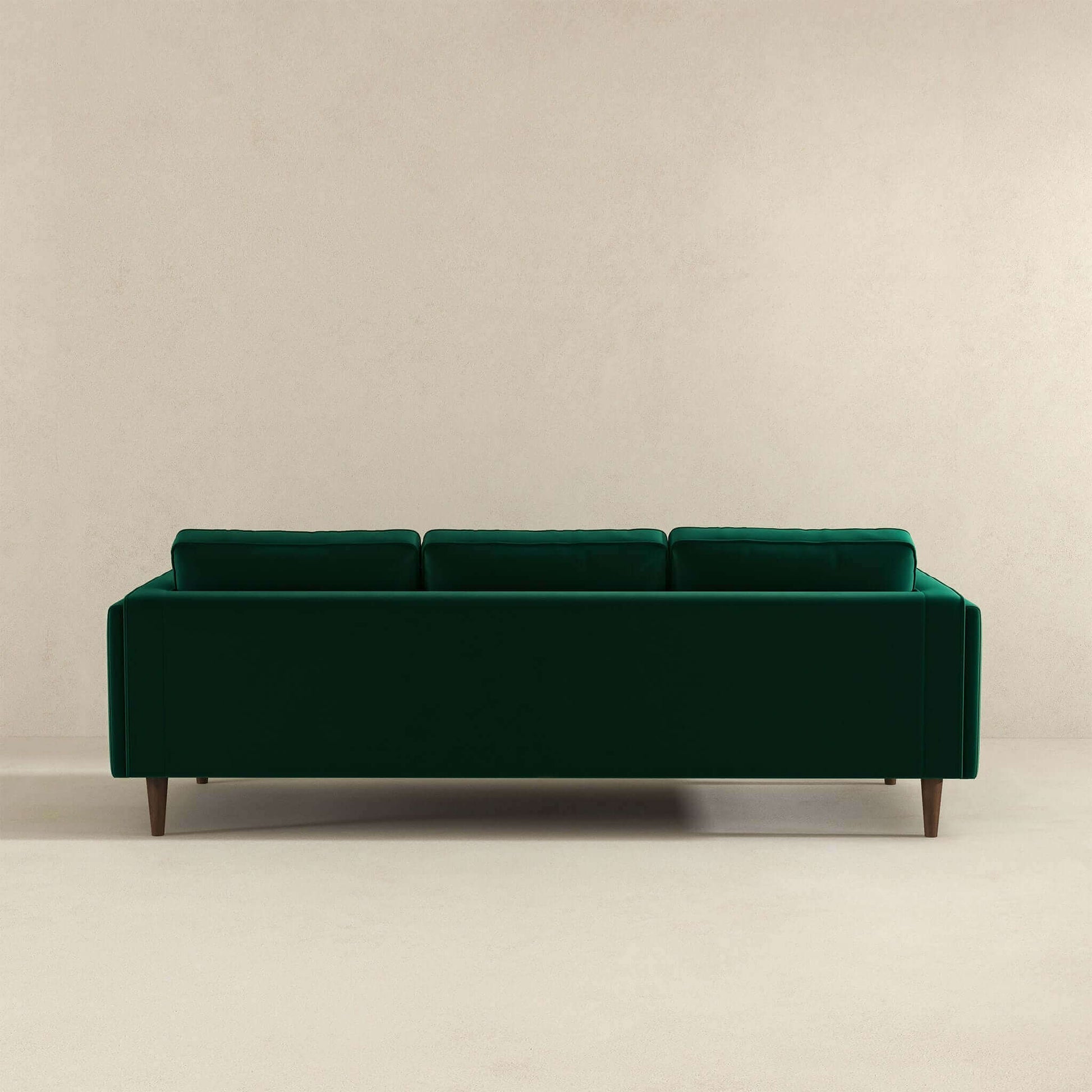 Amber Mid Century Modern Dark Green Velvet Sofa
