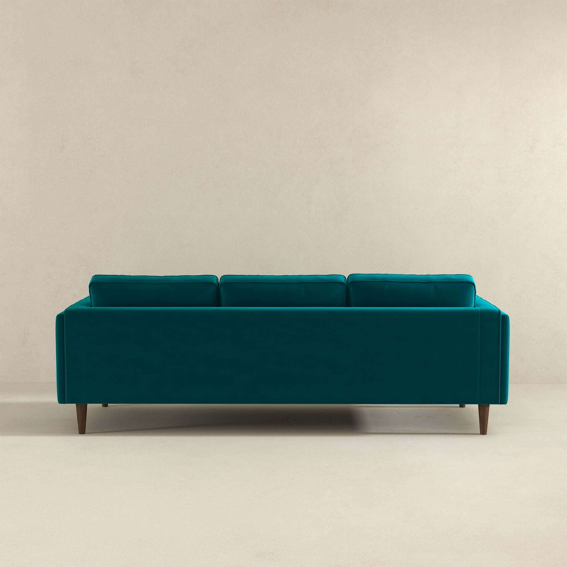 Amber Mid Century Modern Teal Velvet Sofa