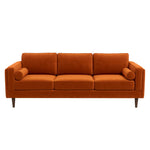 Amber Mid Century Modern Burnt Orange Velvet Sofa