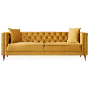 Autumn Mid-Century Modern Mustard Yellow Velvet Sofa