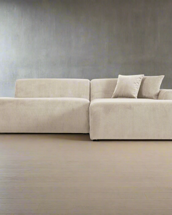 Mar Sectional Cream Velvet Sofa (Right Facing)