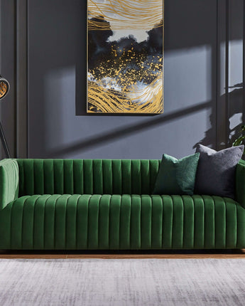 Green Dominic Channel Tufted Sofa