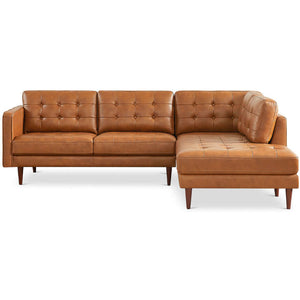 Right Lucco Mid-Century Modern Genuine Leather Sectional